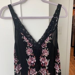 Free People Lace Trim V-Neck Floral Top